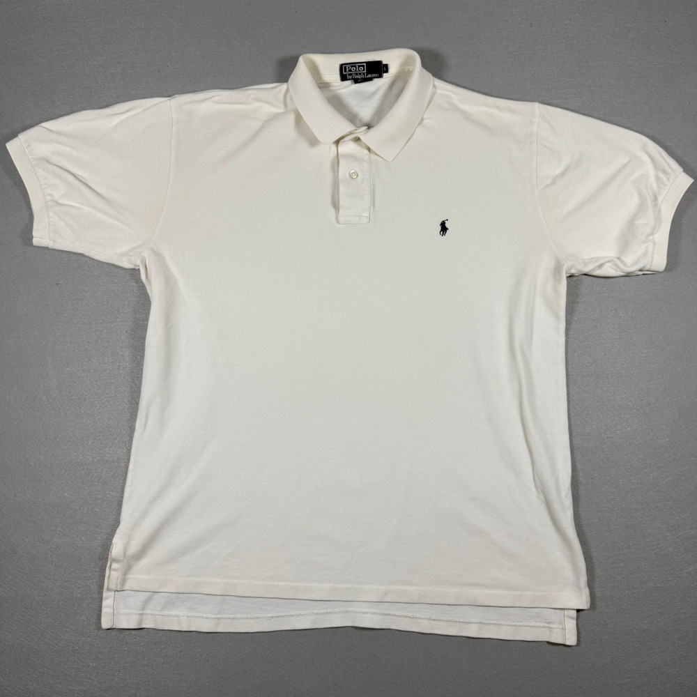 Polo Ralph Lauren Polo Shirt Mens Large White Classic Cotton Business Preppy
